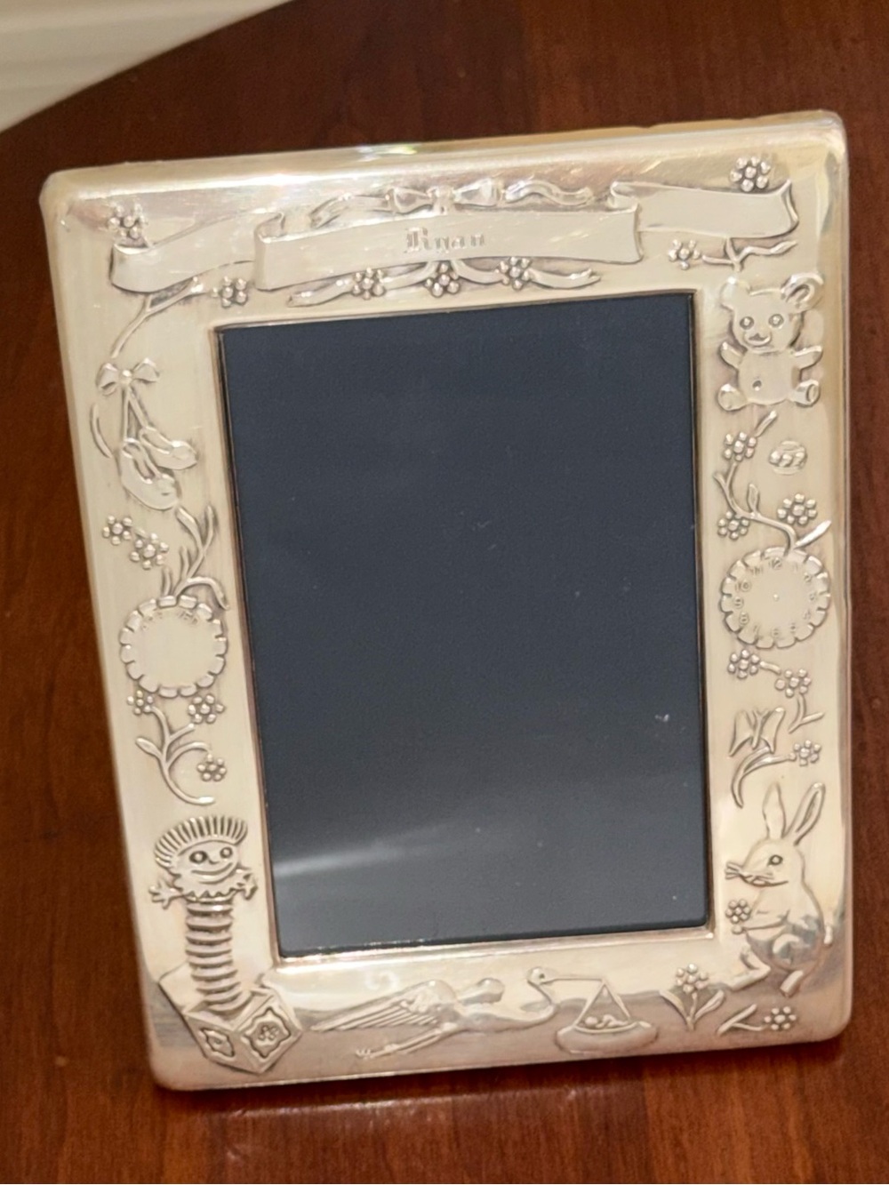 Vintage Carrs of Sheffield Sterling Silver Baby Photo Frame Engraved Ryan